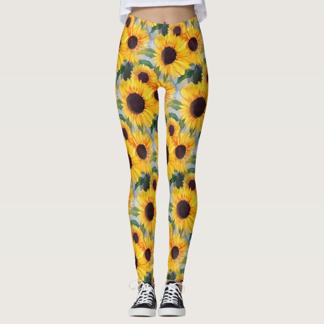 Gelbe Sonnenblume Leggings (Vorderseite)