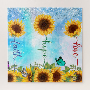 Gelbe Sonnenblume Liebe Hoffnung Glaube Sommer Her Puzzle