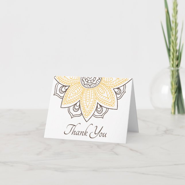 Gelbe Sonnenblume Mandala | Custom Dankeskarte (Vorderseite)