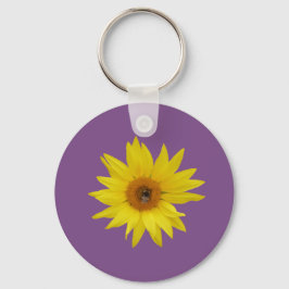 Gelbe Sonnenblume mit Biene Schlüsselanhänger