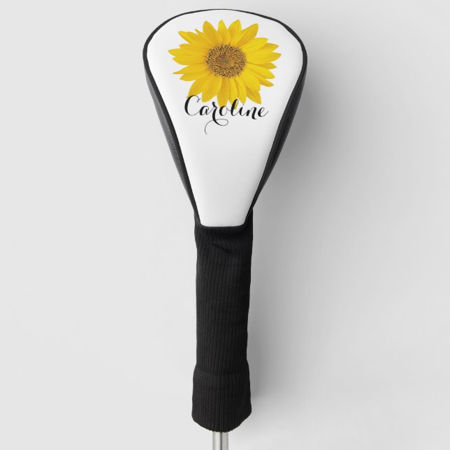 Gelbe Sonnenblume mit Individuelle Name Golf Headcover (Vorderseite)