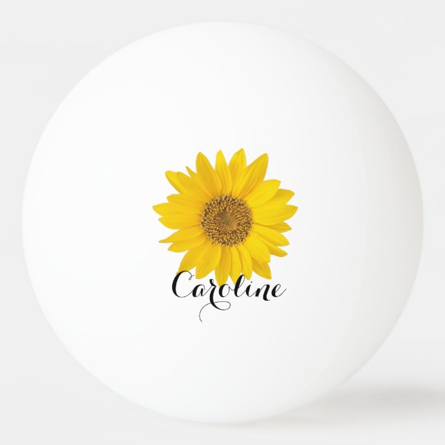Gelbe Sonnenblume mit Individuelle Name Tischtennisball (Vorderseite)