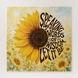 Gelbe Sonnenblume mit inspirierendem Zitat Puzzle