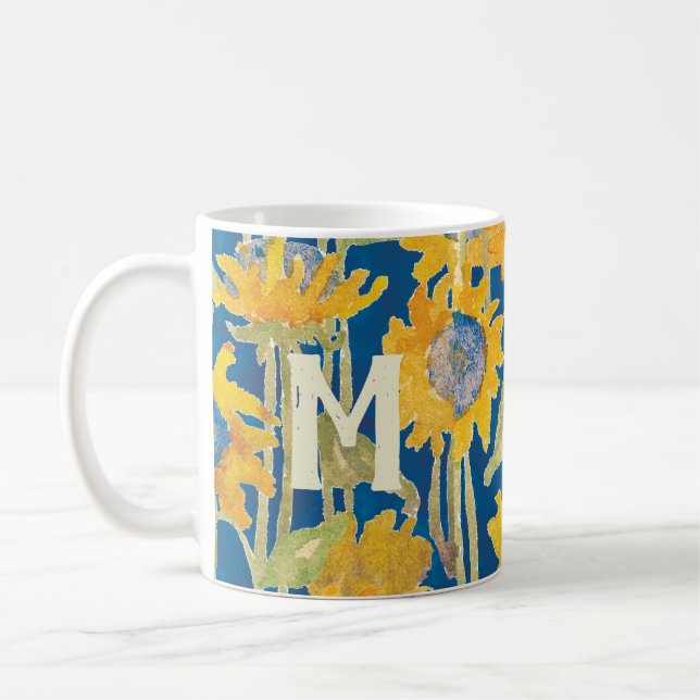 Gelbe Sonnenblume Mit Monogramm Anfang Kaffeetasse (Links)