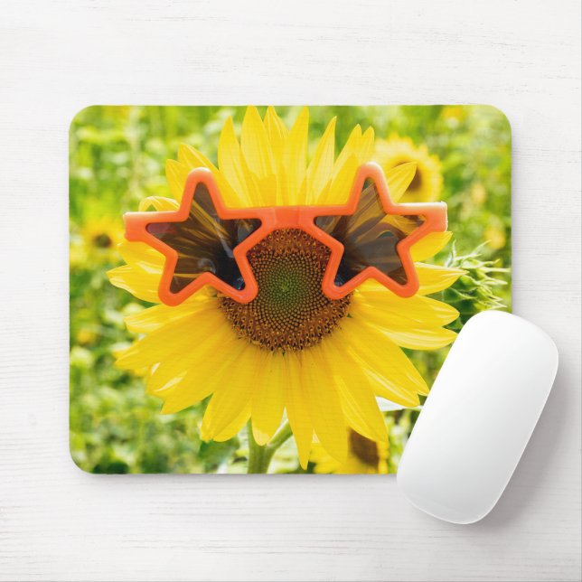 Gelbe Sonnenblume mit Sonnenbrille Mousepad (Mit Mouse)