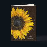 gelbe Sonnenblume mit Wassertröpfchen aus Glas Karte<br><div class="desc">Hellgelbe Sonnenblume mit Regentropfen auf Glas zum Geburtstag von Tochter.</div>