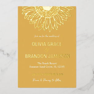 Gelbe Sonnenblume Moderne Blumenhochzeit Folieneinladung