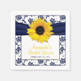 Gelbe Sonnenblume Navy Personalisierte Hochzeit Serviette
