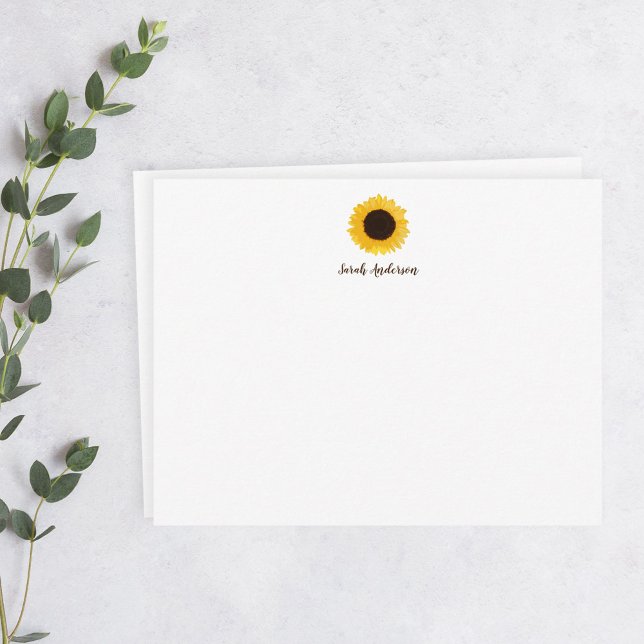 Gelbe Sonnenblume Personalisiert Stationery Flat Mitteilungskarte (Von Creator hochgeladen)