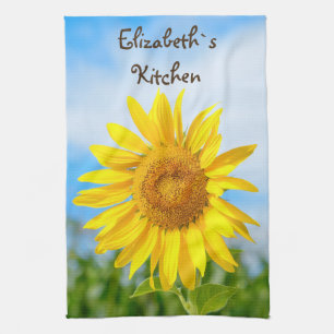 Gelbe Sonnenblume Personalisierter Name Handtuch