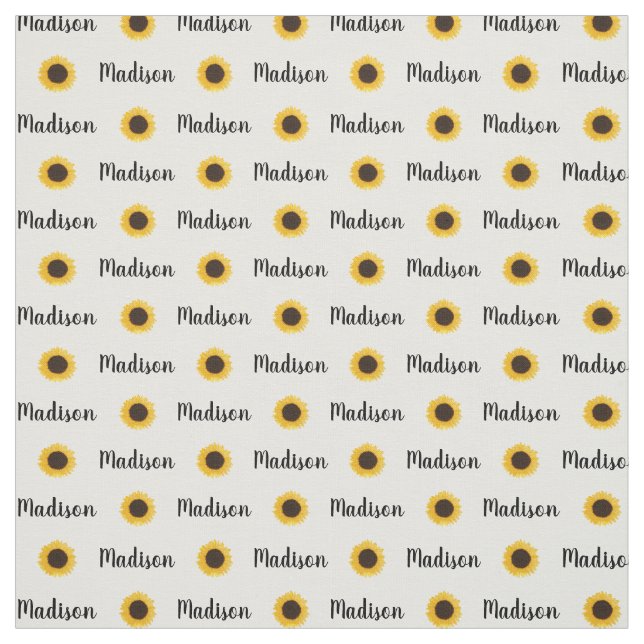 Gelbe Sonnenblume Personalisierter Name Stoff (Muster)