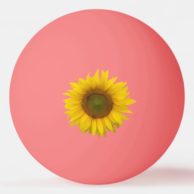 Gelbe Sonnenblume Pink Ping Pong Ball Tischtennisball (Vorderseite)