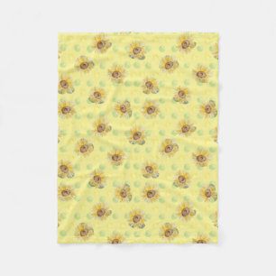 Gelbe Sonnenblume Polka Dot Fleece Blanket