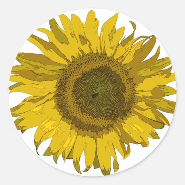 Gelbe Sonnenblume Runder Aufkleber (Vorderseite)