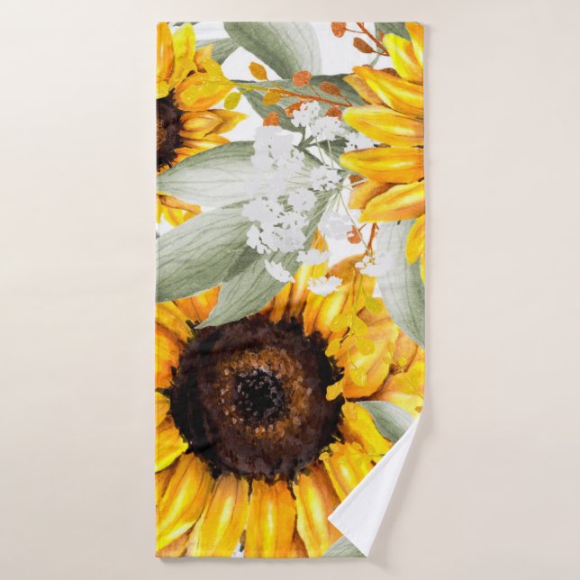 Gelbe Sonnenblume Rustikale Blume Badehandtuch (Badehandtuch)