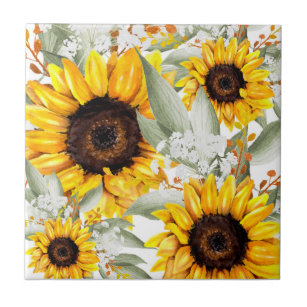 Gelbe Sonnenblume Rustikale Blume Fliese