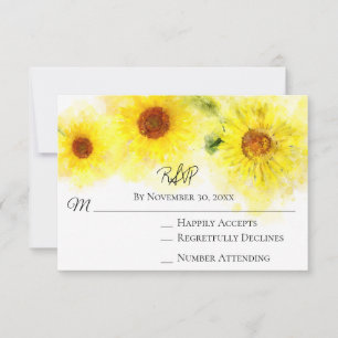 *~* Gelbe Sonnenblume Rustikale Hochzeit RSVP