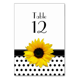 Gelbe Sonnenblume Schwarz-weiß Polka Dot Wedding Tischnummer