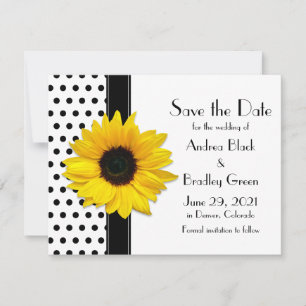 Gelbe Sonnenblume Schwarzer Polka Punkte Save the Save The Date