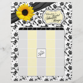 Gelbe Sonnenblume Schwarzes Brautparty Bingo