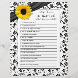 Gelbe Sonnenblume Schwarzes Brautparty Spiel