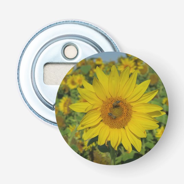 Gelbe Sonnenblume Sommerblüte Flaschenöffner (Vorderseite)