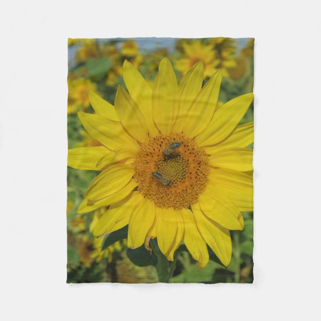 Gelbe Sonnenblume Sommerblüte Fleecedecke (Vorderseite)