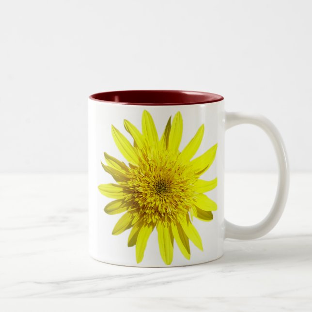 Gelbe Sonnenblume-Tasse Zweifarbige Tasse (Rechts)