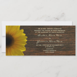 Gelbe Sonnenblume und Barnwood-Hochzeit im Herbst  Einladung