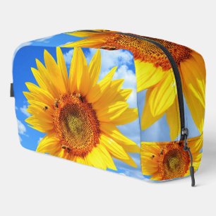 Gelbe Sonnenblume und Bienen Waschbeutel