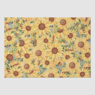 Gelbe Sonnenblume und Blätter Seidenpapier