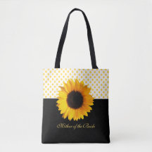 Gelbe Sonnenblume und Dots Tote Tasche