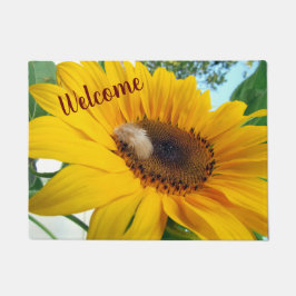 Gelbe Sonnenblume und Feder - Doormat Fußmatte