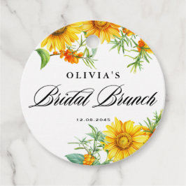 Gelbe Sonnenblume und Sea Buckthorn Bridal Brunch Geschenkanhänger