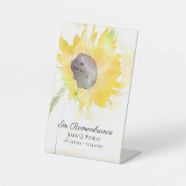 Gelbe Sonnenblume Vase Feier der Lebensbeerdigung Sockelschild