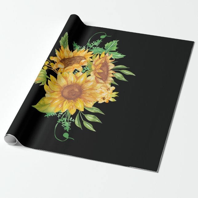 Gelbe Sonnenblume Wasserfarbe Positive Geschenkpapier (Ungerollt)