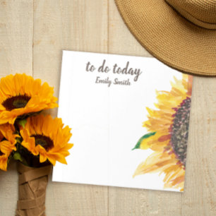 Gelbe Sonnenblume Weiß Zu Erledigen Heute Notizblock