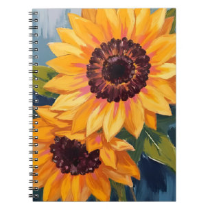 Gelbe Sonnenblumen   Aquarell-Blumenmalerei Notizblock