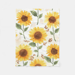 Gelbe Sonnenblumen Aquarell Floral Whimsical Fleecedecke