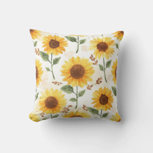 Gelbe Sonnenblumen Aquarell Floral Whimsical Kissen