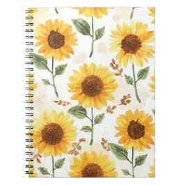 Gelbe Sonnenblumen Aquarell Floral Whimsical Notizblock