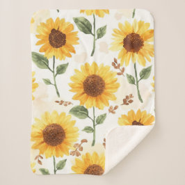 Gelbe Sonnenblumen Aquarell Floral Whimsical Sherpadecke