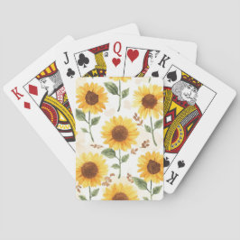 Gelbe Sonnenblumen Aquarell Floral Whimsical Spielkarten