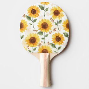 Gelbe Sonnenblumen Aquarell Floral Whimsical Tischtennis Schläger