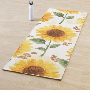 Gelbe Sonnenblumen Aquarell Floral Whimsical Yogamatte