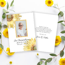 Gelbe Sonnenblumen Aquarellfarben Beerdigung Beile Dankeskarte