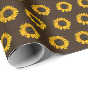Gelbe Sonnenblumen auf braun Geschenkpapier