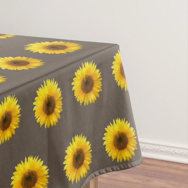 Gelbe Sonnenblumen auf hellbraunem Tablett Tischdecke (Beispiel)