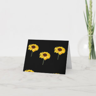Gelbe Sonnenblumen auf schwarz Karte