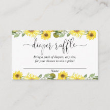 Gelbe Sonnenblumen Babydusche-Windel-Gewinnkarten